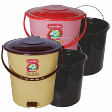 Deals, Discounts & Offers on  - Wonder Plastic Prime Pedal 505 LT Dustbin Set, 2 Pc Dustbin 12 LTR, with Inner, Pink Yellow Color, Made in India