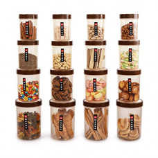 Deals, Discounts & Offers on  - Cello Magna PET Container Set of 16 Pieces, Brown, 4 Pcs - 500 ml, 4 Pcs- 750 ml, 4 Pcs- 1000 ml, 4 Pcs- 1700 ml