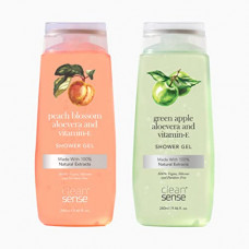 Deals, Discounts & Offers on Beauty Care - Cleansense Body Wash Shower Gel Combo, 100% Vegan, Silicone and Paraben Free with Goodness of Aloe Vera and Vitamin E (Green Apple & Peach blossom, 280mlx2)