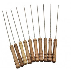 Deals, Discounts & Offers on Outdoor Living  - Inditradition Barbecue Skewers For BBQ Tandoor, Grill | Stainless Steel Stick with Wooden Handle, Pack of 10