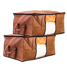 Deals, Discounts & Offers on Storage - Amazon Brand - Solimo 2 Piece Non Woven Fabric Underbed Storage Bags, Large, Brown, Rectangular