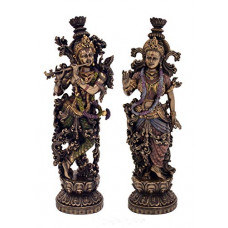 Deals, Discounts & Offers on  - Collectible India Polyresin Pair Of Large Radha Krishna Statue ,(Size 15 X 5 Inches)