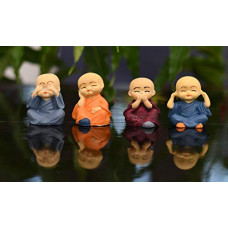 Deals, Discounts & Offers on  - Collectible India Poly Resin Monk Buddha Showpiece Figurine, 2 x 1.5 x 1 Inches, Multicolour, 4 Piece (BMAS113)