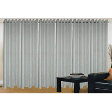 Deals, Discounts & Offers on  - Heart Home Flower Design 6 Pieces Sheer Door Curtains Linen Look Semi Transparent Voile Grommet Elegance Curtains