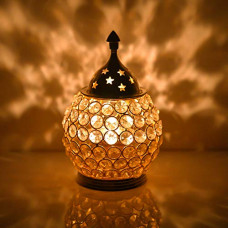 Deals, Discounts & Offers on  - Collectible India Brass Akhand Diya for Puja Decorative Crystal Oil Lamp Tea Light Holder Lantern Oval Shape Diwali Lights