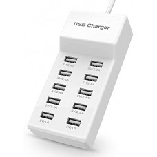 Deals, Discounts & Offers on Mobile Accessories - COOLCOLD USB Mobile Charger, USB Charging Station with Turbo Charging Auto Detect Technology Safety Guaranteed 10-Port Smart USB Ports