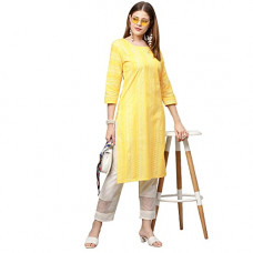 Deals, Discounts & Offers on Women - [Size XXXL, XXXXL] GoSriKi Women's Cotton Blend Printed Straight Kurta (Yatini-GO)