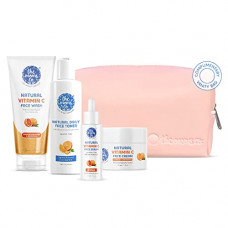 Deals, Discounts & Offers on Beauty Care - The Moms Co. Natural Glowing Vitamin C Complete Face Care Routine Kit l Face Wash I Toner I Serum I Cream l Free Vanity Bag I 280 gms