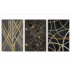 Deals, Discounts & Offers on  - SAF Set of 3 Abstract Large Embossed MDF Framed Panel Painting 36 Inch X 18 Inch PHSX30132