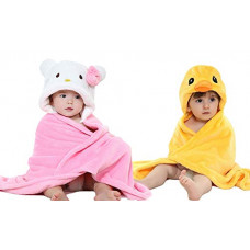 Deals, Discounts & Offers on Baby Care - MY NEWBORN Baby Blanket Hooded Cartoon For Boys and Girls- Combo of 2 Yellow Pink
