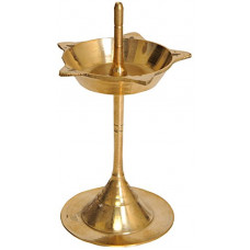 Deals, Discounts & Offers on  - Exotic India Five Wick Lamp with Stand - Brass Statue