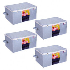 Deals, Discounts & Offers on Storage - Prettykrafts Set of 4 Underbed Storage Bag, Storage Organizer, Blanket Cover with Side Handles - Grey