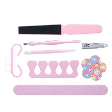 Deals, Discounts & Offers on Beauty Care -  Amazon Brand - Solimo Manicure and Pedicure Kit with Brush, Nail Clipper, Swab, Two Nail Files, Toe Separator, Dead Skin Claw and Foot Grinder, Pink, Pack of 8