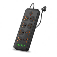 Deals, Discounts & Offers on Electronics - Portronics Power Plate 7 with 6 USB Port + 8 Power Sockets Smart Electric Universal Extension Board Multi Plug with 2500W, 3Mtr Cord Length, 2.1A USB Output(Black)