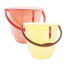 Deals and Offers on - Wonder Plastic Prime Bucket Set, 2 Pcs Bucket, 18 LTR, Pink Yellow Color, Made in India Deals, Discounts & Offers on - Wonder Plastic Prime Bucket Set, 2 Pcs Bucket, 18 LTR, Pink Yellow Color, Made in India