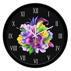 Deals, Discounts & Offers on  - Wens Floral Art Silent Non-Ticking Battery Operated Wall Clock (29 cm X 29 cm) Black Plastic