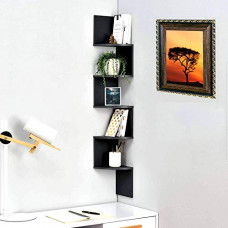Deals, Discounts & Offers on Furniture - Acco & Deco Zig Zag Floating Corner Shelves 5 Tier Wall Mount Storage Shelf