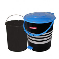 Deals, Discounts & Offers on  - Wonder Plastic Prime Pedal Black Printed Dustbin with Inner,