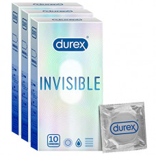Deals, Discounts & Offers on Sexual Welness - Durex Invisible Super Ultra Thin Condoms for Men  10 Count|Pack of 3| Suitable