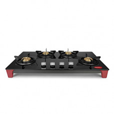 Deals, Discounts & Offers on  - Pigeon by Stovekraft Infinity Glass Top 4 Burner Gas Stove, Manual Ignition (Black)