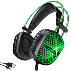 Deals, Discounts & Offers on  - AirSound Alpha-7 Stereo Gaming Headset for Noise Cancelling Over-Ear Headphones with Mic, Neon LED, Bass Surround, Soft Memory Earmuffs