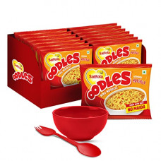 Deals, Discounts & Offers on  -  Saffola Oodles, Instant Noodles, Ring Shape, Yummy Masala Flavour, No Maida, Whole Grain Oats, SNACKPACK OFFER, FREE Bowl and Spork, 14 x 53g Pouch (14 Serves)