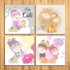 Deals, Discounts & Offers on  - WENS Cute Cartoon Set of 4 Sparkle Laminated Wall Panels