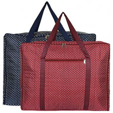 Deals, Discounts & Offers on  - Kuber Industries Dot Printed Large Size Foldable Travel Duffle Bag, Underbed Storage BagLuggage Bag- Pack of 2 (Blue & Maroon) (HS_36_KUBMART019084)