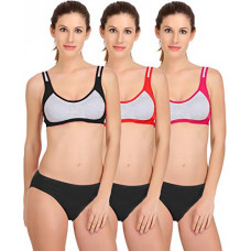 Deals, Discounts & Offers on Women - PIBU-Women's Cotton Sports Bra Panty Set For Women Lingerie Set Sexy Honeymoon Undergarments (Color : Multi)(Pack of 2) Model No : SK04