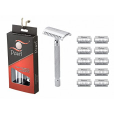 Deals, Discounts & Offers on Health & Personal Care - Pearl Shaving Double Edge Safety Razor (SS-04 OC (CHROME)) | Proudly Made In India | Brass Metal | Classic And Traditional Safety Razor | Open Comb Safety Razor | 10 Platinum Coated Double Edge Safety Razor Blade Refills