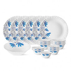 Deals, Discounts & Offers on  - Larah by Borosil Twilight Silk Series Opalware Dinner Set, 19 Pieces, White