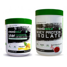 Deals, Discounts & Offers on  - STONGHOLD Advanced EAA Essential Amino Acid Pineapple Flavor 300gm & Whey Protein Isolate Saffron Delight Flavor 500gm With Digestive Enzymes, 24g Protein, 6.5g BCAA, Zero Sugar & No Trans Fat