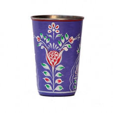Deals, Discounts & Offers on  - eCraftIndia Handpainted Decorative Steel Glass - 104 Blue Color