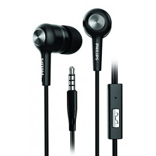 Deals, Discounts & Offers on Headphones - Philips Audio SHE1505 in-Ear Rich Bass Headphones with 10 mm Drivers, Passive Noise Isolation and Mic (Black)