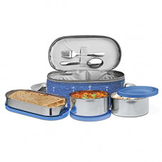 Deals, Discounts & Offers on  - Milton Corporate Lunch Stainless Steel Containers Set of 3, Blue