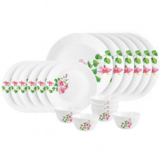 Deals, Discounts & Offers on  - Cello Pink Hibiscus Zarah Series Opalware Dinner Set, 18 Pieces