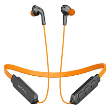 Deals, Discounts & Offers on Headphones - UBON Bluetooth Earphone CL-117, in Ear Wireless Neckband Up to 12 Hours Playtime, Lightweight & Flexible v5.0 Bluetooth Headset For Running, Gyming & Travelling (Orange)