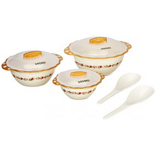 Deals, Discounts & Offers on  - Amazon Brand - Solimo Casserole Set, 500ml, 1250ml, 2000ml, Set of 5, Golden