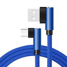 Deals, Discounts & Offers on  - Peatop Nylon Braided L-Shaped Usb Type A Cable For Smartphone, Android Devices (3.3 Feet, Blue)