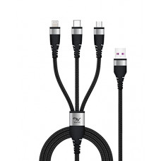 Deals, Discounts & Offers on  - Wayona 3 in 1 Nylon Braided 66W USB Fast Charging Cable with Type C, Lightning and Micro USB Port, Compatible with iPhone, iPad, Samsung Galaxy, OnePlus, Mi, Oppo, Vivo, iQOO, Xiaomi (1M,Black)