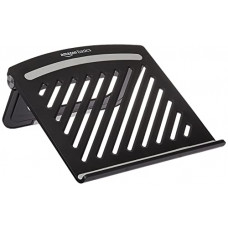Deals, Discounts & Offers on Laptop Accessories - Amazon Basics Foldable Laptop Stand for Desk, Portable Notebook Riser, Radiator Grill Design for Ventilation & Cooling