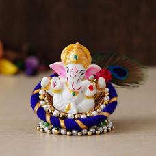 Deals, Discounts & Offers on  - eCraftIndia Lord Ganesha Idol on Decorative Handcrafted Floral Plate