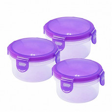 Deals, Discounts & Offers on  - Wonder Plastic Prime Klick N Seal 400 Air Tight Container, Set of 3, 400 ml, Violet Color, Made in India, KBS00472