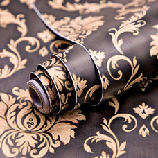 Deals, Discounts & Offers on Home Improvement - Wolpin Wall Stickers DIY Wallpaper (45 x 500 cm) Black Damask Luxury Self Adhesive Decals Living Room Bedroom Decoration, Black