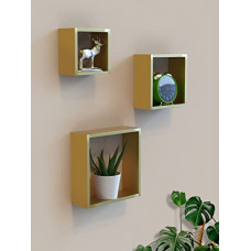 Deals, Discounts & Offers on Furniture - Home Sparkle DIY Cubic Wall Shelves (Gold (Set of 3))