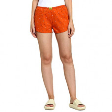 Deals, Discounts & Offers on Women - [Size M] Bewakoof Women Orange Geometric Print E Boxers