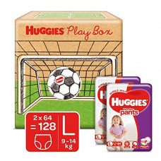 Deals, Discounts & Offers on Baby Care - Huggies Wonder Pants Play Box, Monthly Box Pack Baby Diaper Pants, Large (L) Size, 128 Count, with Bubble Bed Technology
