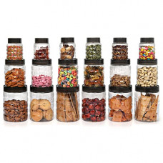 Deals, Discounts & Offers on  - Cello Checkers Plastic PET Canister Set, 18 Pieces, Clear
