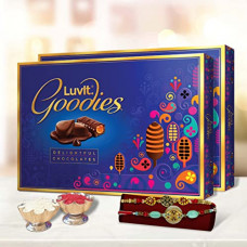 Deals and Offers on - LuvIt Goodies Chocolates Assorted Gift Pack With 2 Beautiful Rakhi | Best Rakhi Gift for Bhaiya | Rakhi Deals, Discounts & Offers on - LuvIt Goodies Chocolates Assorted Gift Pack With 2 Beautiful Rakhi | Best Rakhi Gift for Bhaiya | Rakhi