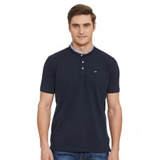 Deals, Discounts & Offers on Men - [Size M] Arrow Men Navy Solid Henley Neck T-Shirt